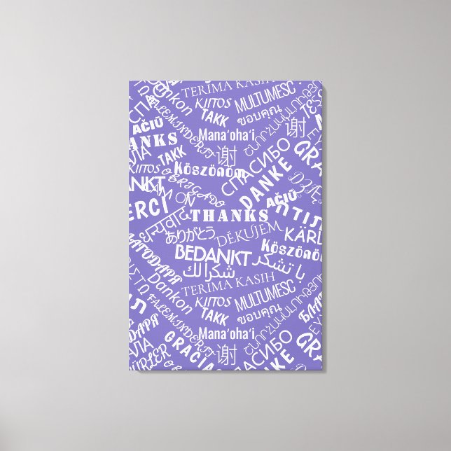 Texte Merci Toile Violette Impression Multilingue (Recto)