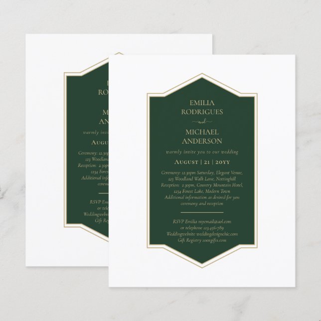 Texte monochrome vert Émeraude (Devant / Derrière)