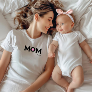Texte noir établi maman double coeur T-shirt