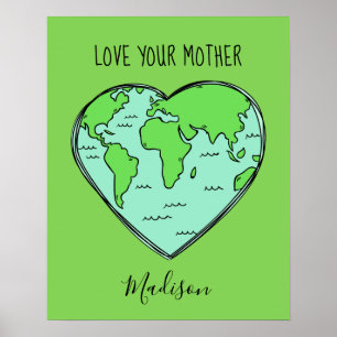 Texte, nom et couleur personnalisés poster Earth L