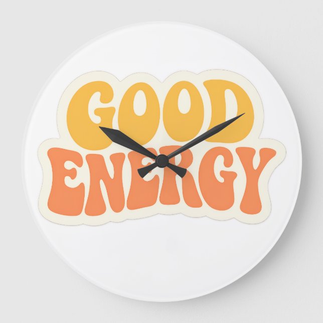 Texte ondulé rétro GOOD ENERGY – Grande horloge  (Recto)