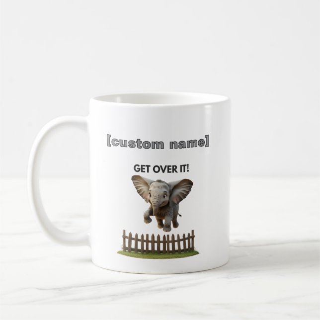 Texte ou nom personnalisé Flying Elephant Mug (Gauche)