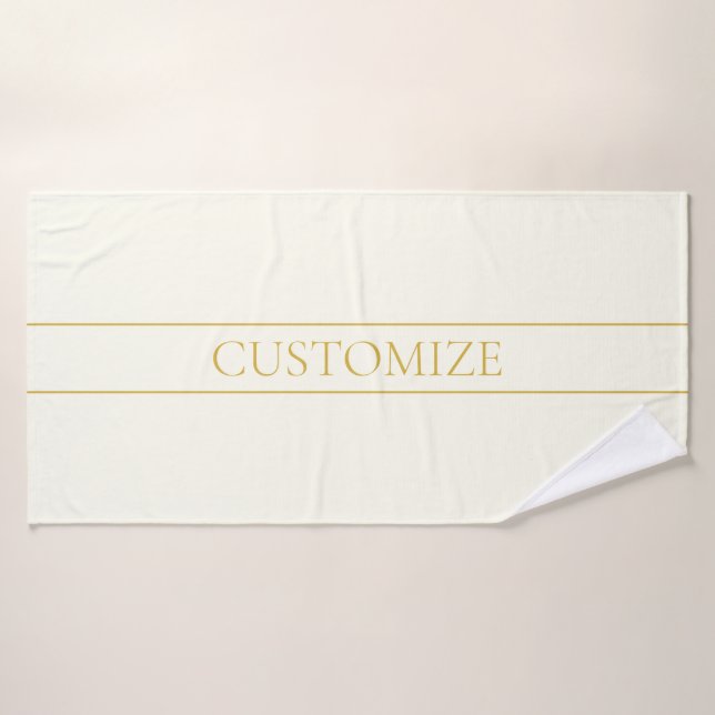 Texte personnalisable simple et élégant | Or blanc (Serviette de bain)