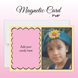 Texte personnalisé 1 photo peach rose carte magnét