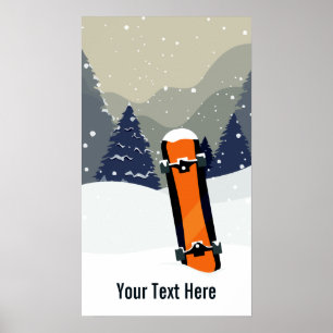 Texte personnalisé Affiche de snowboard d'hiver