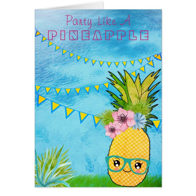 Texte personnalisé / Ananas de fête Kawaii Summer  (Devant)