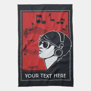 Texte personnalisé Art déco Musique serviette à ma