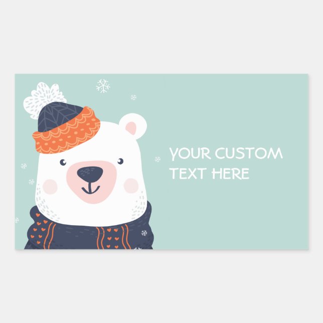 Texte personnalisé Autocollants d'ours d'hiver (Devant)