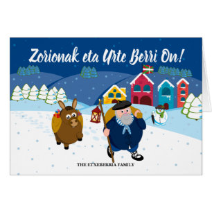 Texte personnalisé Basque Olentzero scène de neige