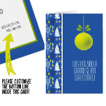 🎾 🎄 Texte personnalisé, bleu et vert Bauble de t<br><div class="desc">Tennis vert et blanc arbre de Noël bauble plié carte de Noël sur arrière - plan blanc et vert. Texte personnalisé</div>