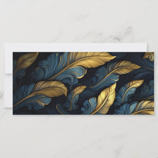 Texte personnalisé bleu - Feuilles d'or (Devant)