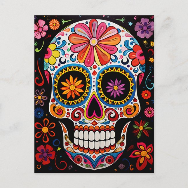 Texte personnalisé 💀 Carte postale Día de Muertos (Devant)