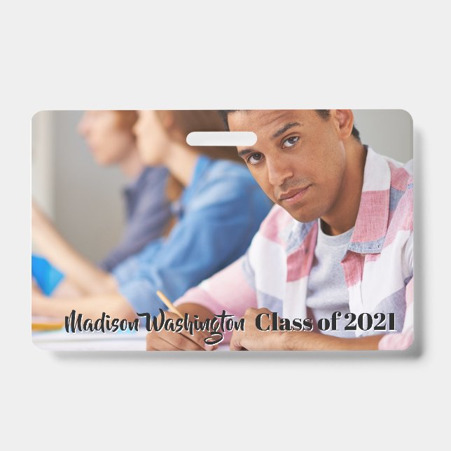 Texte personnalisé et badge photo (Avant)