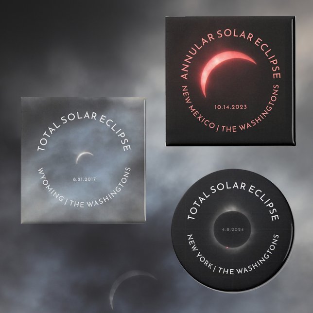 Texte personnalisé et images Eclipse Magnet (Eclipse Magnet: Total Annular Partial or Lunar Add Date Place and Optionally Photo)