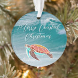 Texte personnalisé illustré par la tortue marine<br><div class="desc">Illustration ornement de tortue de mer avec texte à ajouter aux deux côtés. Une vague océanique est l'image arrière - plan. Utilisez pour promouvoir la secourt de tortue de mer ou faire de la publicité pour une bonne cause.</div>