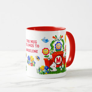 Texte personnalisé Mignonne Emoji Fleurs Mug de l'
