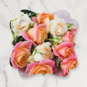 Texte personnalisé Roses - étiquettes cadeau / fav