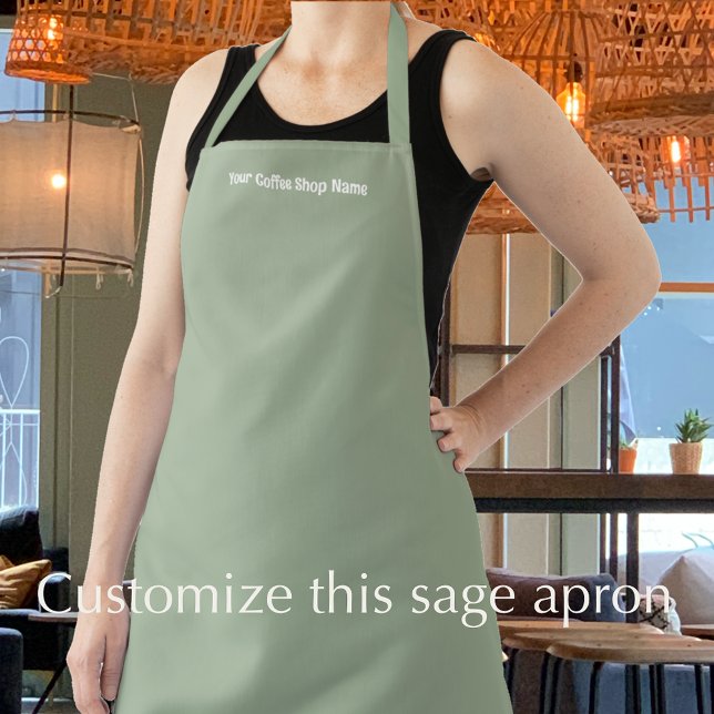 Texte personnalisé tablier vert sauge moderne pour (Add your custom text to this sage green apron. Modern trendy personalized apron.
)