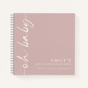 Texte pivoté Dusty Rose Oh Baby shower Livre d'inv