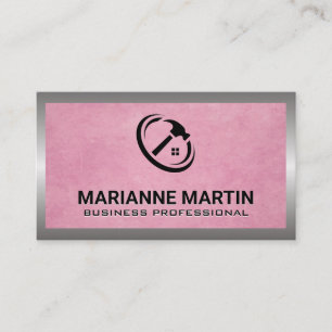 Texté rose Carte de visite du logo Home Hammer
