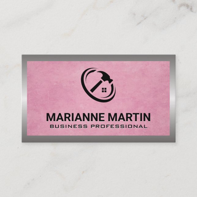 Texté rose | Carte de visite du logo Home Hammer (Devant)