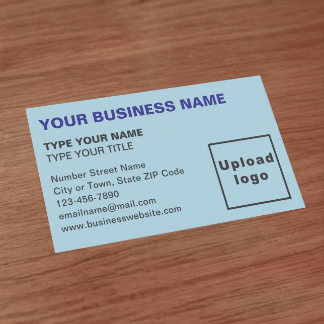 Textes alignés à gauche Carte de visite bleu clair (Front of the business card)