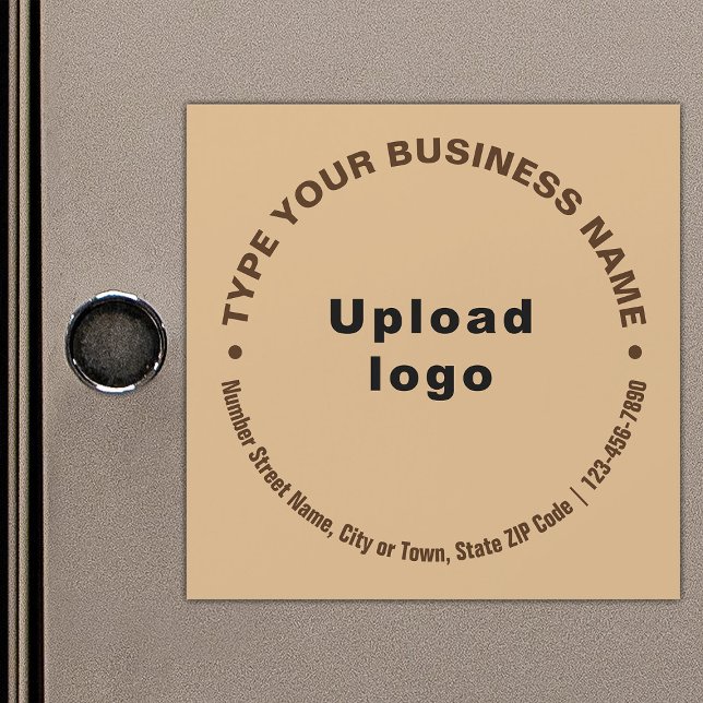 Textes de'affaires circulaires, carte magnétique m (Build brand name awareness. Circular pattern texts of business brand on light brown magnetic card.)