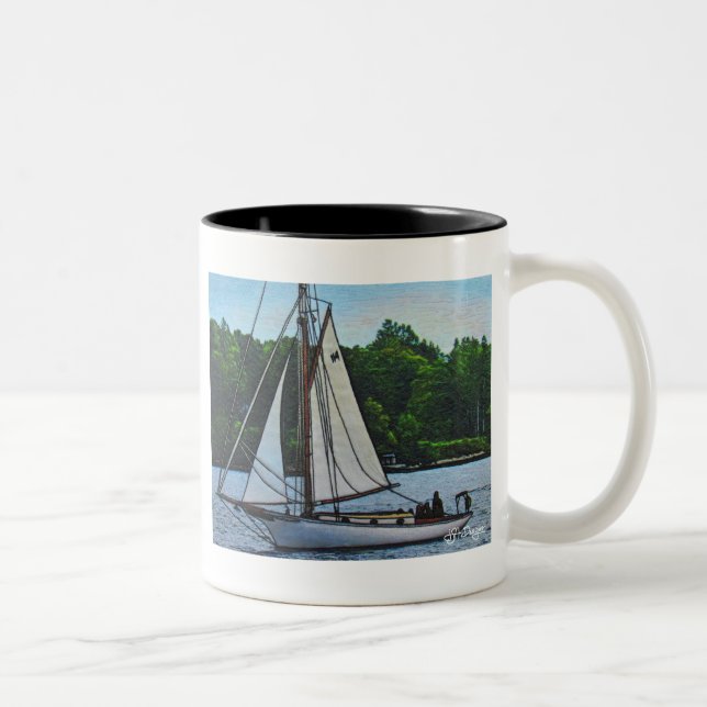 Textile Art Bateau Café Mug (Droit)