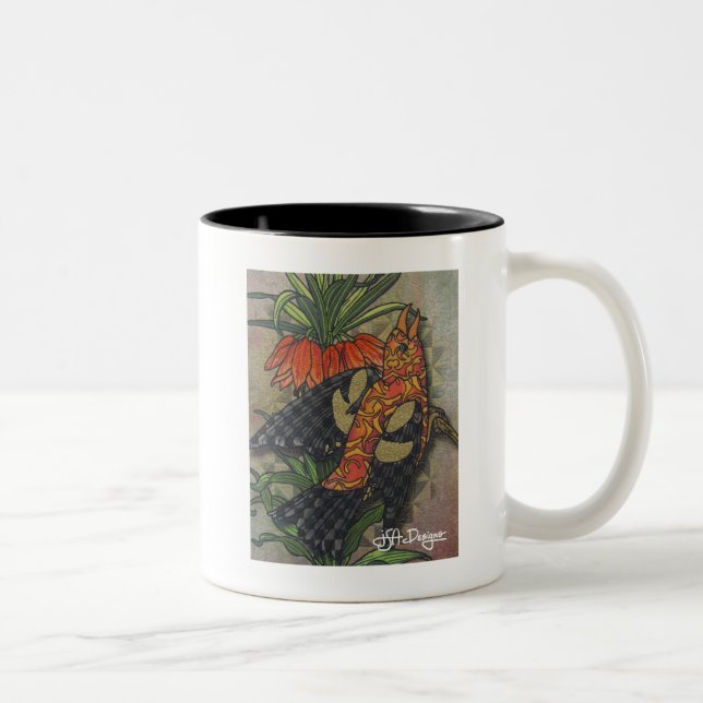 Textile Art Bird Café Mug (Droit)