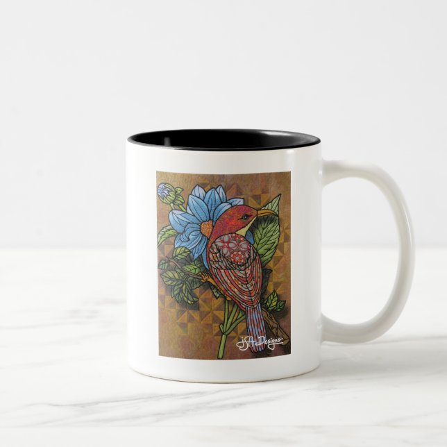 Textile Art Bird Café Mug (Droit)