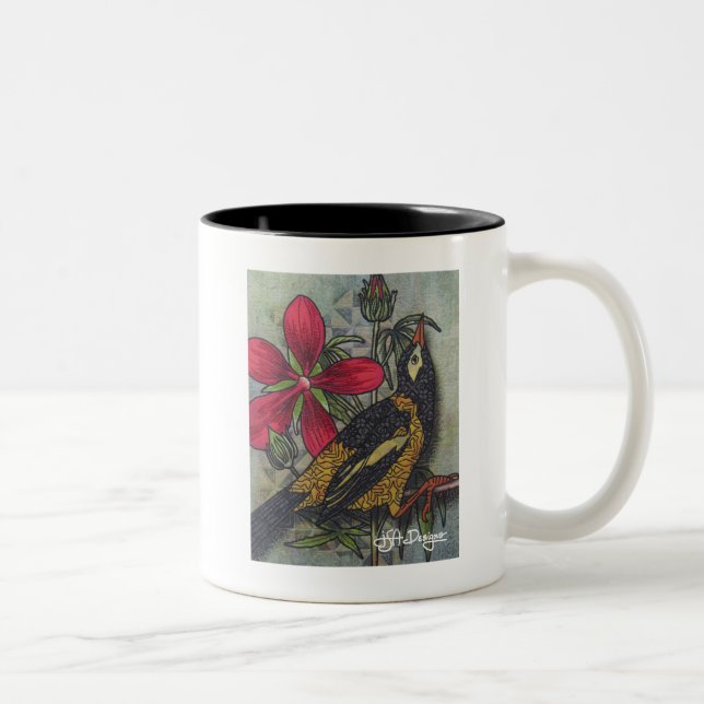 Textile Art Bird Café Mug (Droit)