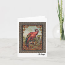 Textile Art Carte pour notes d'oiseaux