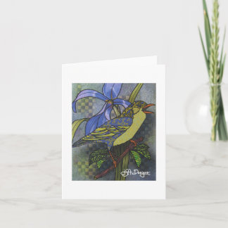 Textile Art Carte pour notes d'oiseaux