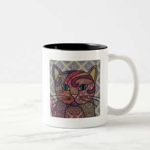Textile Art Cat Café Mug