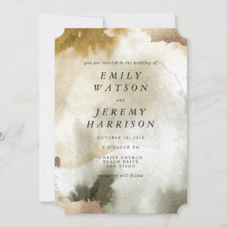 Texture d'aquarelle Faire-part de mariage kaki