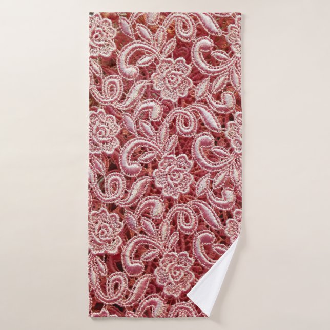 Texture de dentelle rose fine avec vin magnifique  (Serviette de bain)