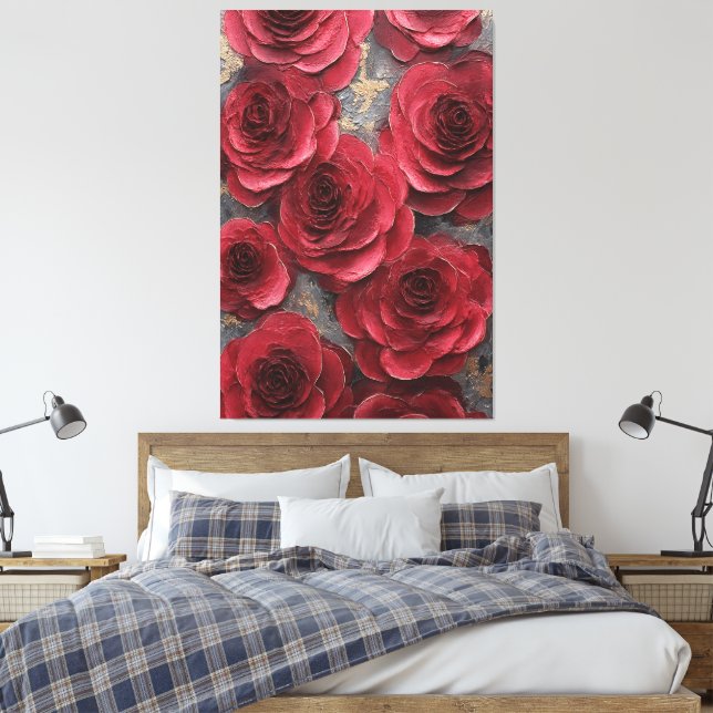 Texture de Rose Rouge Art Mural Abstrait (Insitu(Chambre))