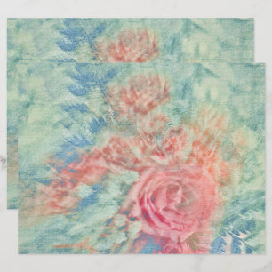 Texture Floral Vintage Rose Bleu Sarcelle