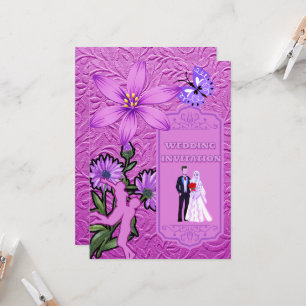 Texture florale rose Faire-part de mariage islamiq