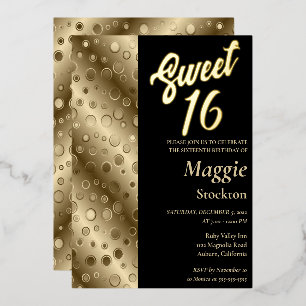 Texturé Gold Border Sweet 16 Invitation