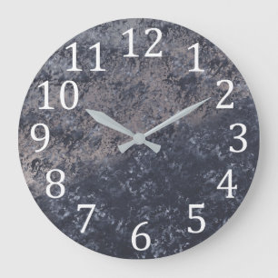 Texture Look Clair gris foncé Horloge murale noire
