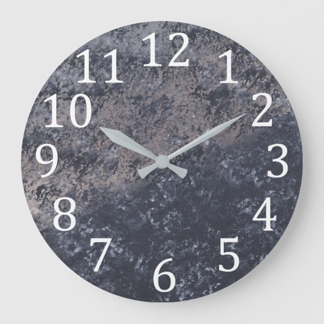 Texture Look Clair gris foncé Horloge murale noire (Recto)