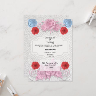 Texture simple Floral Faire-part de mariage islami