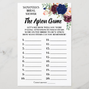 Tha Apron nuptiale douche jeu anglais espagnol