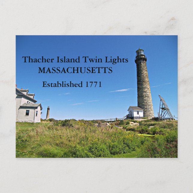 Thacher Island Twin Lights, Massachusetts Carte Po (Devant)