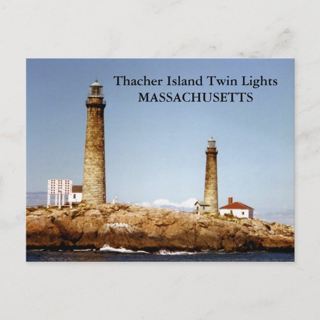 Thacher Island Twin Lights, Massachusetts Carte Po (Devant)