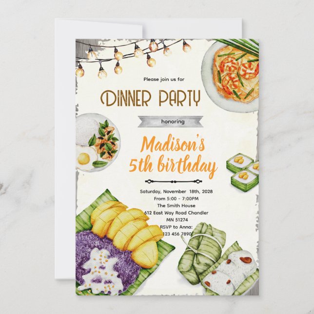 Thai food party invitation (Devant)