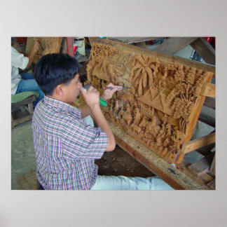 Thai Wood Carving Chiang Mai Thaïlande Poster
