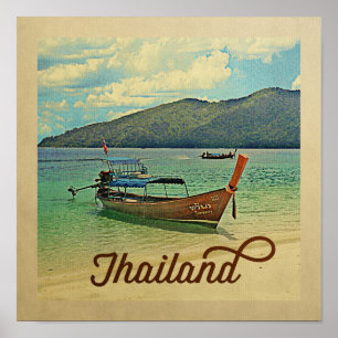 Thaïlande Poster Vintage voyage Thai Boat