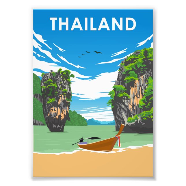 Thaïlande Vintage Minimal Retro Traevl Poster (Devant)